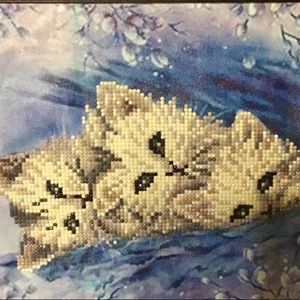 Family of cats framed diamond picture